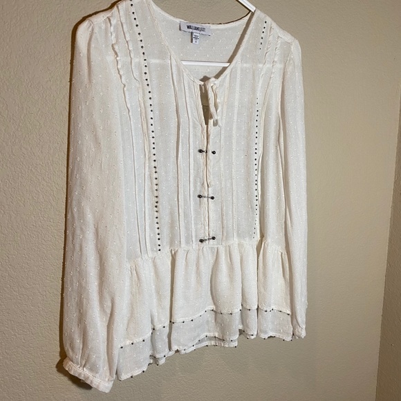 William Rast long sleeve white ruffle BoHo shirt - Picture 5 of 13